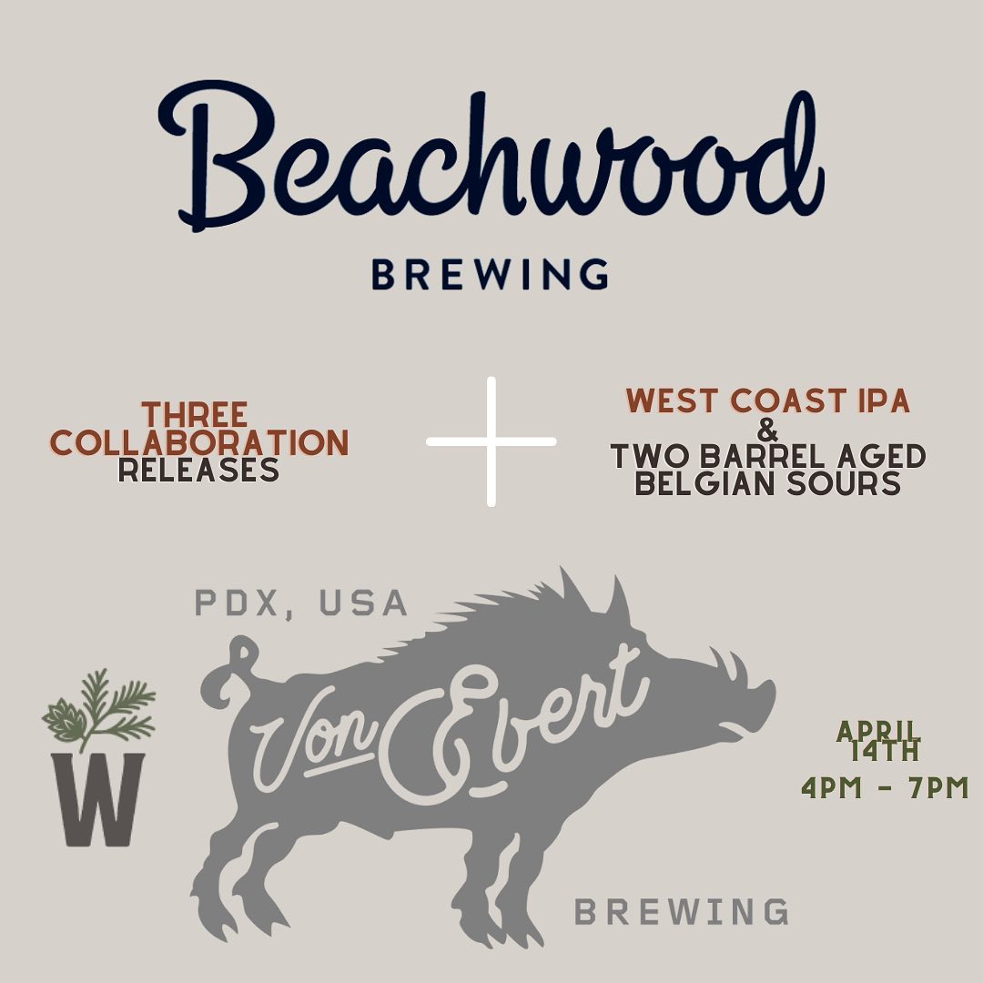 ———————UPDATE————————
Due to shipping this event has been postponed to Wednesday, April 20th due to shipping delays. 
.
.
.

This Thursday from 4pm-7pm we will be hosting @beachwoodbrewing and @vebrewing for their collaboration of three incredible beers. We will be tapping a west coast IPA and 2 different barrel aged Belgian sour beers. These will be available both on draft and packaged format. 
Make sure not to miss this. 
.
.
.
.
.
.
#wildwoodtaphouse #wildwoodtap #wildwood #beerrelease #vonebert #beachwoodbrewing #beachwoodblendery #beerme #beerlover #beer #beerbeerbeer #beerparty #craftbeer #craftbeerlife #craftbeerlove #pnw #californiabeer #pnwbeer #pdx #pdxbeer #ipa #belgiansour #partyon