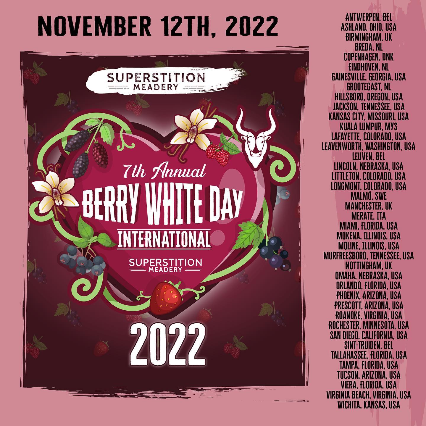 Tomorrow, we will be hosting @superstitionmeadery for their annual Berry White Day! We will have all four of the Berry White releases available for glass pours as well as bottles to go! 
.
.
.
.
.
#wildwoodtap #wildwoodtaphouse #superstitionmeadery #mead #berrywhiteday #berrywhiteday2022 #pnw #pnwbeer #pdx #pdxbeer #hillsborooregon