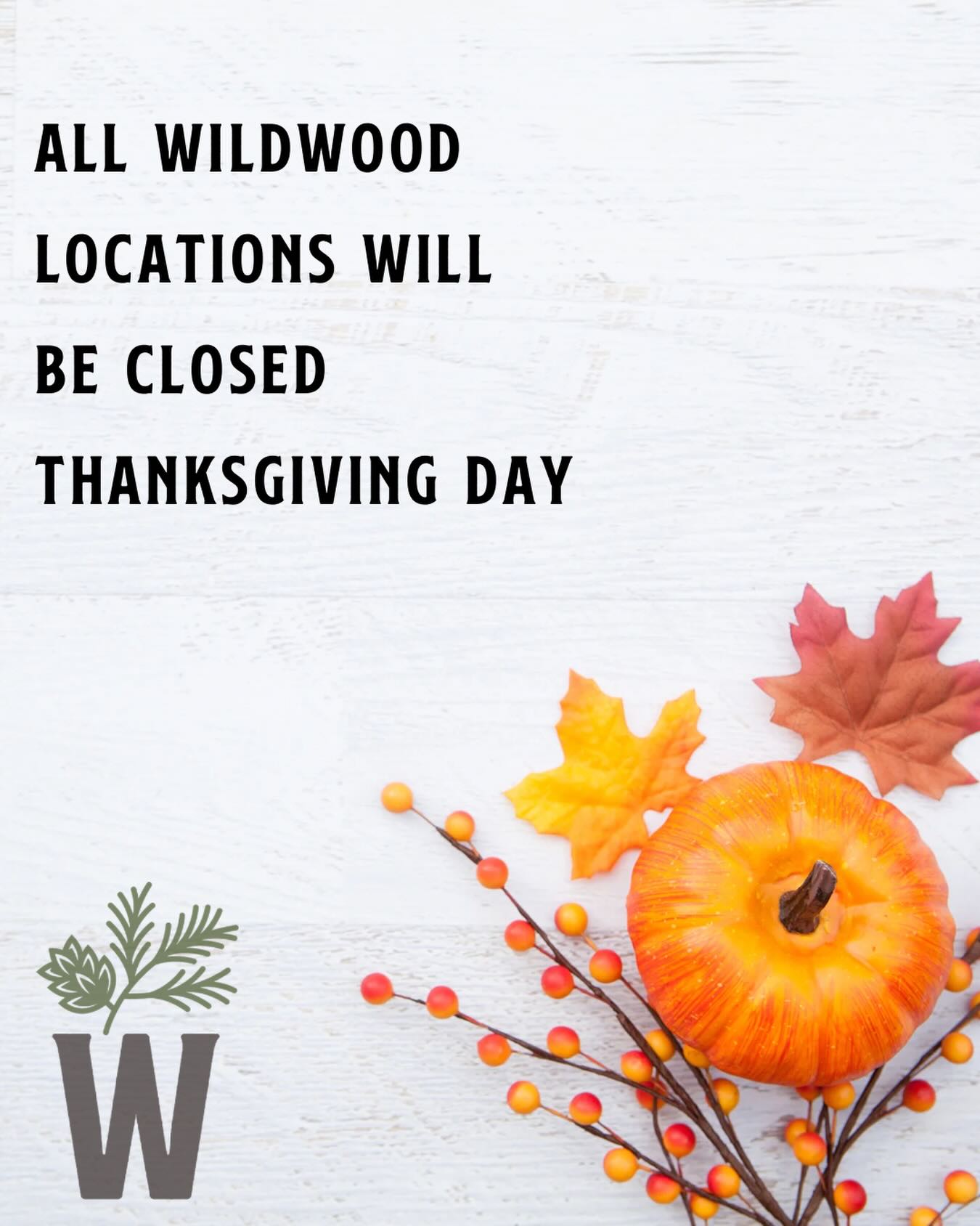 Hey friends! Just like every year we are going to pause on Thanksgiving to be with our friends and family. Come in today and grab some beer for your get togethers tomorrow! Have you ever had turkey and crowlers? They are the best. 
.
We are so grateful to you all and your continued love and support for Wildwood. 
.
.
.
#wildwood #wildwoodtaphouse #thanksgiving #pnwbeer