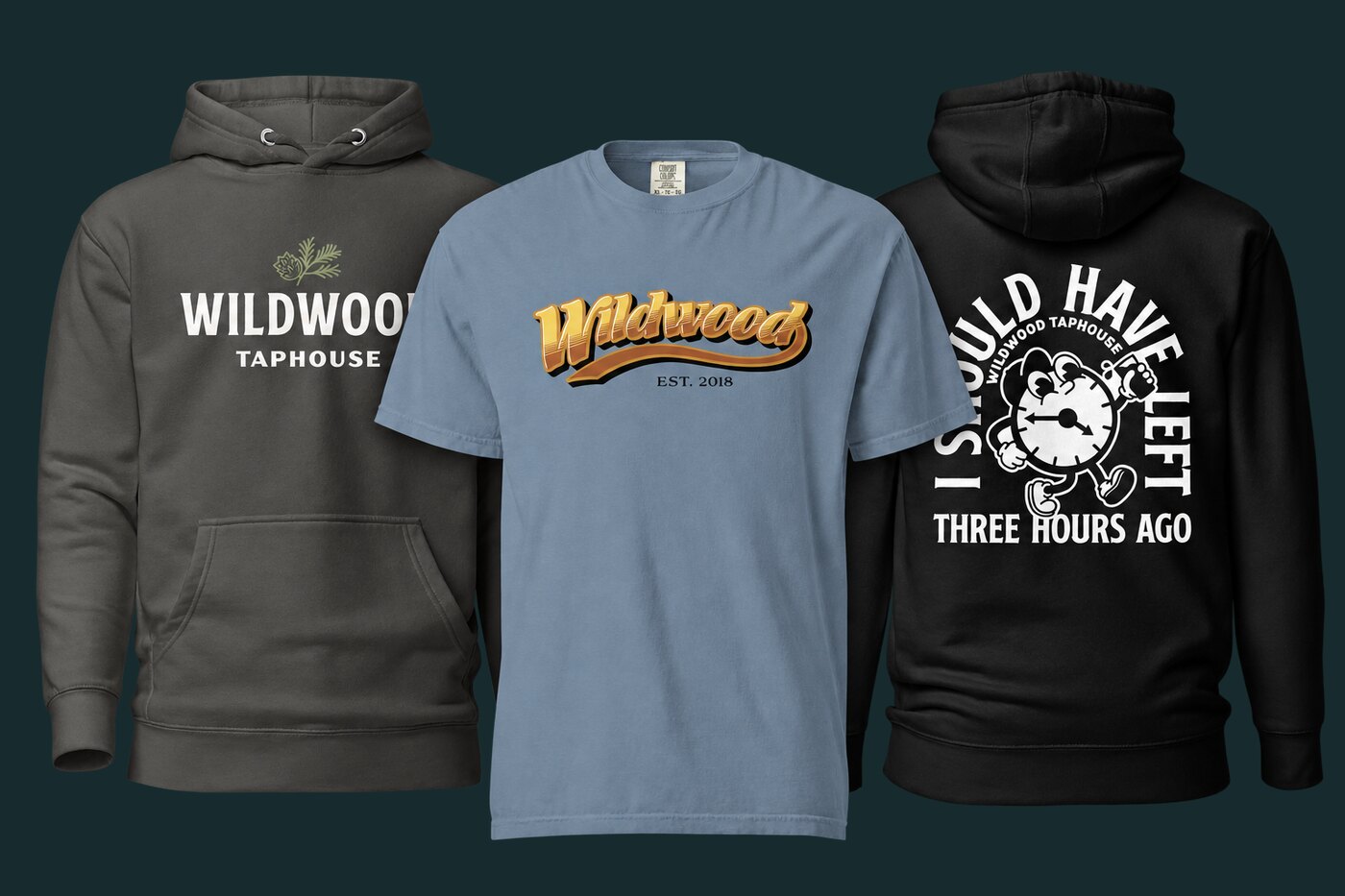 Wildwood Taphouse shirts and hoodies available in the online merchandise store